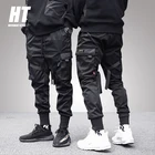 Брюки-карго мужские, в стиле хип-хоп, с черными лентами, с несколькими карманами, 2021