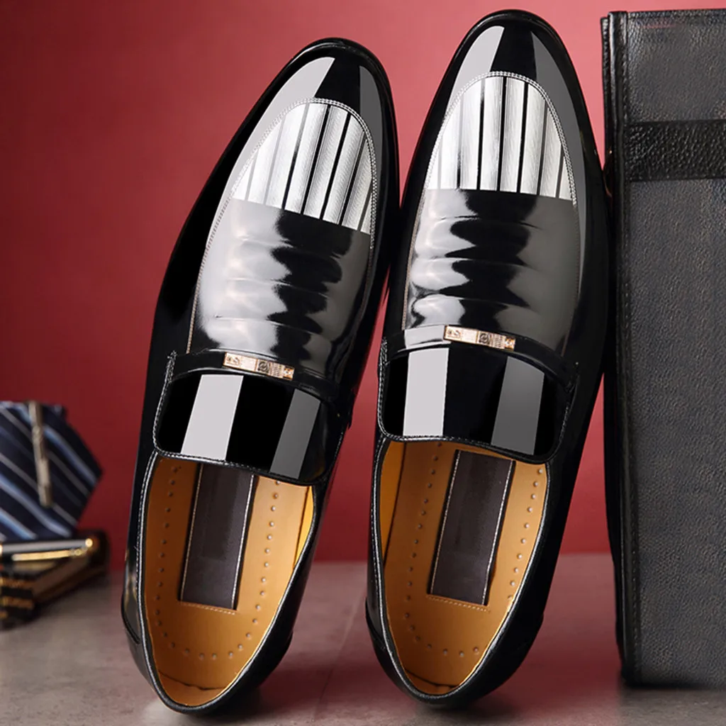 

Man Leather Shoes Slip On Flats Oxford Business Office Formal Wedding Shoe Pointed Toe Men Dress Leather Shoes #3