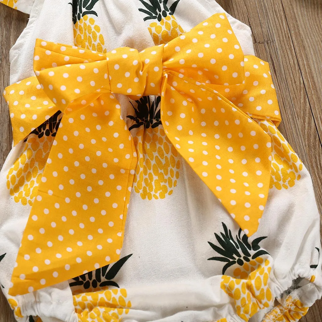 

Newborn Kids Baby Girls Boys Clothes Pineapple Print Dot Bowknot Romper Bodysuit Fashion Children's Clothes
