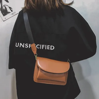 Женская модная широкая сумка через плечо из искусственной кожи в стиле ретро