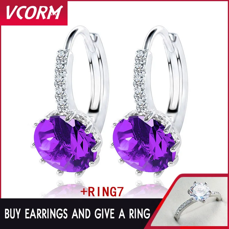 VCORM New Fashion 7 Colors AAA CZ Element Dangle Drop Earrings 2019 For Women Wedding Party Crystal Jewelry Buy 1 Get | Украшения и