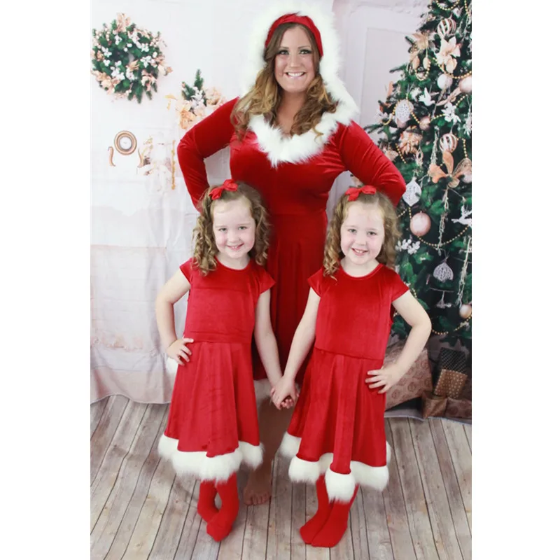 Bunvel/рождественские Семейные комплекты платье для мамы и дочки платья