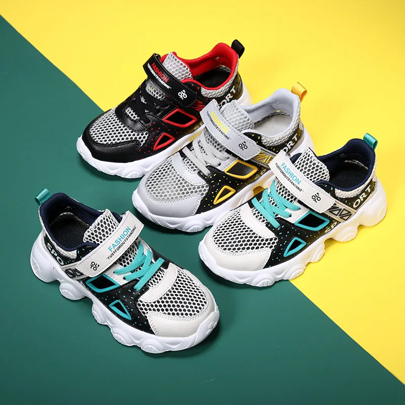 

Летняя обувь для мальчиков с вырезами, сетчатая дышащая обувь на одной сетке, легкие детские спортивные сетчатые туфли на мягкой подошве