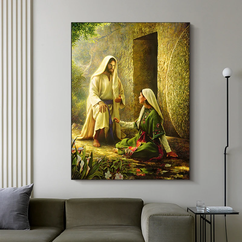 

Religious Savior Jesus Samaritan Woman Canvas Painting Figure Portrait Posters and Prints for Living Room Christian Church Decor