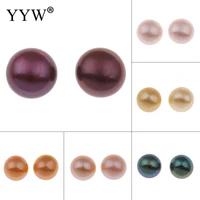 half drilled cultured freshwater pearl beads gothic dome buttons beads 7 7 5mm natural pearl for women earrings finding 2021