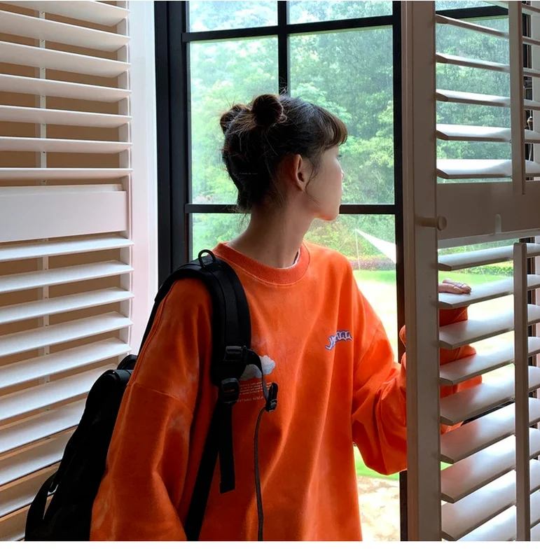 

Women's Tie-Dye Printed Hoodie 2021 Fashion Korean Style Blue Female Hoodie Oversized Long-Sleeved Sweatshirt Girl Top