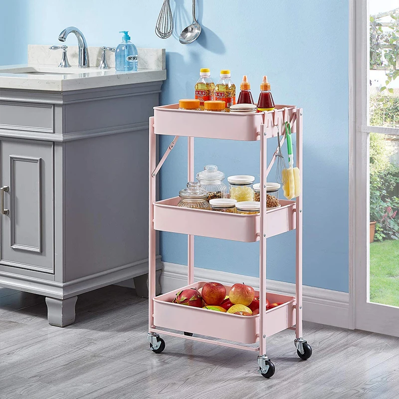 Home Kitchen Organizer 3 Tiers Movable Metal Rolling Storage Cart | Строительство и ремонт