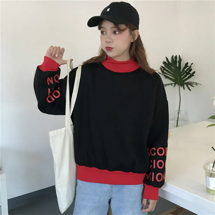 Женские толстовки с капюшоном sudadera mujer Пуловеры круглым вырезом и принтом в стиле