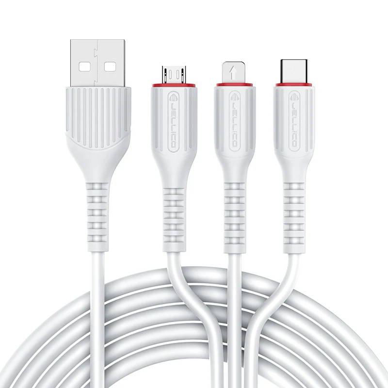 3 In 1 White Jellico 3 в 1, USB кабель для iPhone, samsung, Xiaomi, мульти быстрая зарядка, микро USB кабель для мобильного телефона, usb type-C кабель - Цвет: 3 In 1 White