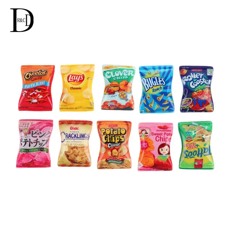 

10Pc Dollhouse Resin Simulation Candy Potato Chip Snack Phone Case Accessories