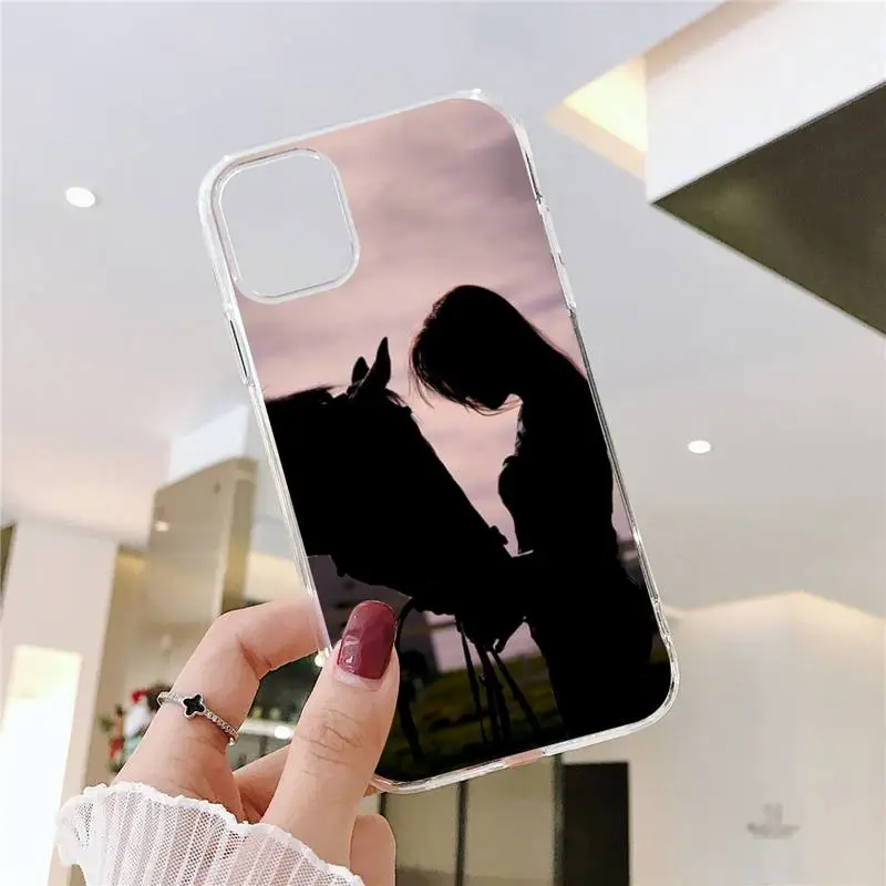 

Horse Animal Running cool Phone Case Transparent for iPhone 6 7 8 11 12 s mini pro X XS XR MAX Plus SE cover funda