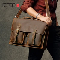 aetoo vintage leather computer bag crazy horse leather messenger bag leather handbag