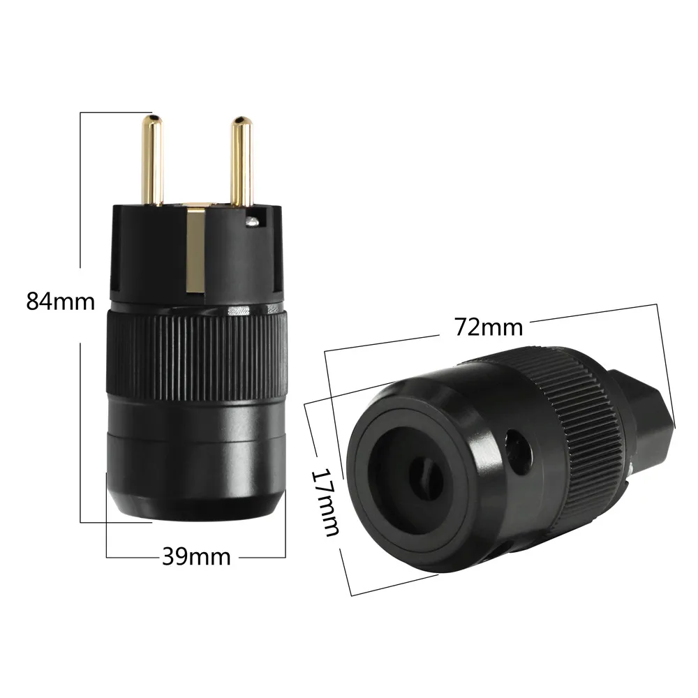 Высококачественная позолоченная штепсельная вилка Schuko переменного тока + разъем