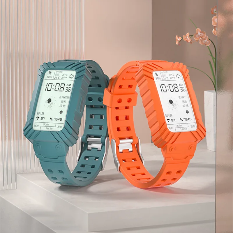 

Tpu Silicone 2 In 1 Watch Strap For Huawei Band 6 Sport Bracelet Replacements Strap For Honor Band 6 Smart Watch Protective Case