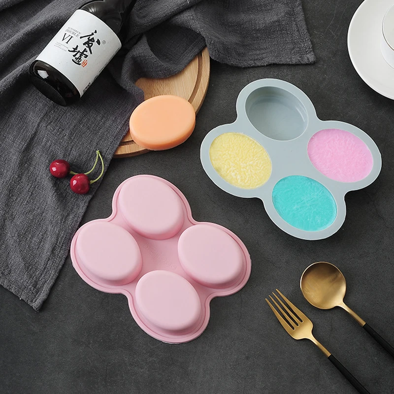 4-полостные овальные силиконовые формы для мыла 3D ручной работы форма товары