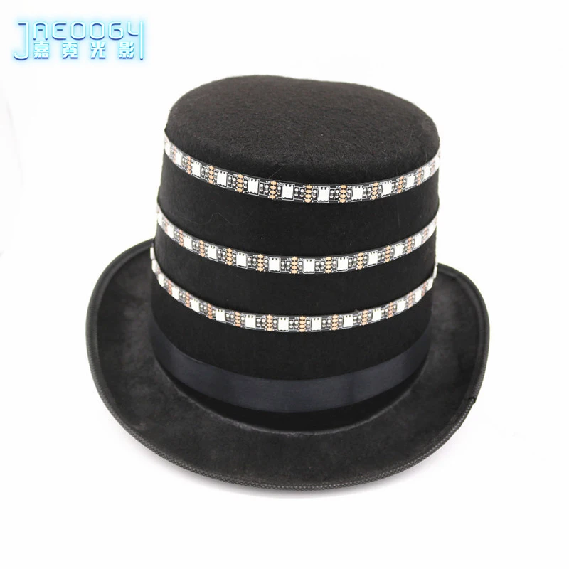 

High quality LED luminous hat Halloween Christmas party fluorescent flashing magic hat night bar stage DJ laser show props