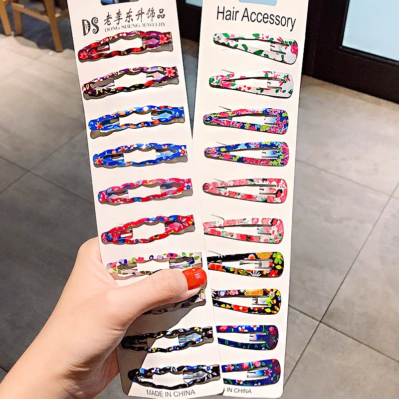 Заколки для волос женские из сплава с геометрическим принтом 10/12 шт./компл.| |