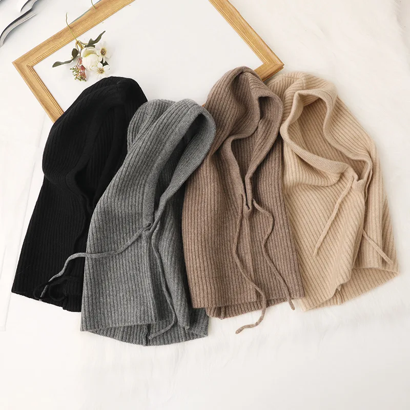 

100% Natural Cashmere Hat and Cap for Women Men Unisex Pullover Cashmere Collar Hat Knitted Cap Pure Cashmere Winter Warm Hats