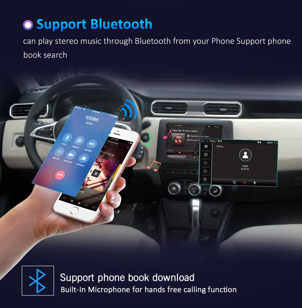Автомобильная магнитола Android 9,0 Automotivo 1 Din для Dacia/Sandero/Duster/Captur/Lada/Xray 2/Logan 2 gps rom 32G