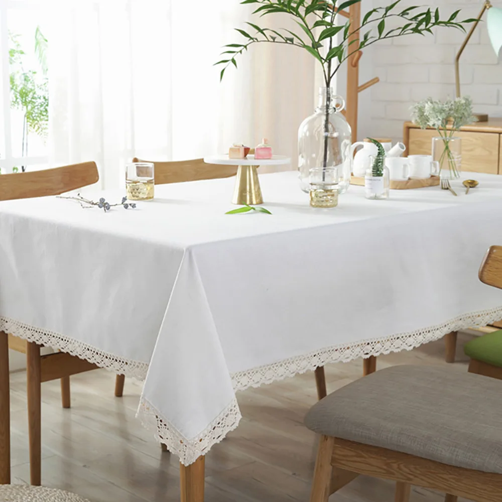 Скатерть Lychee из белого льна маслостойкая плотная прямоугольная для свадьбы