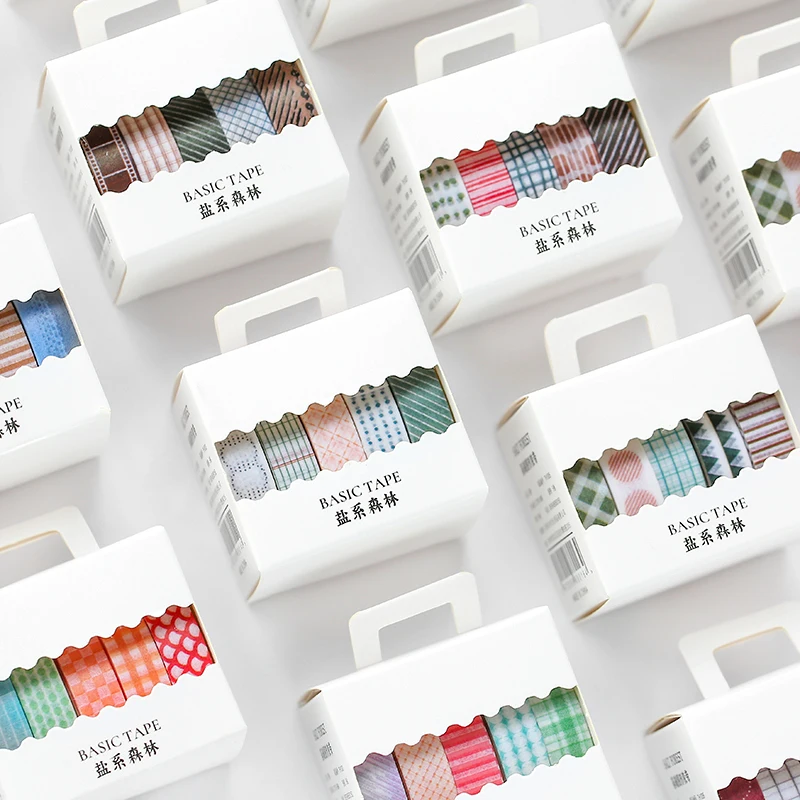 JIANWU 5 шт./компл. 1 см x 3 м Базовая цветная серия washi лента для журнала дневника