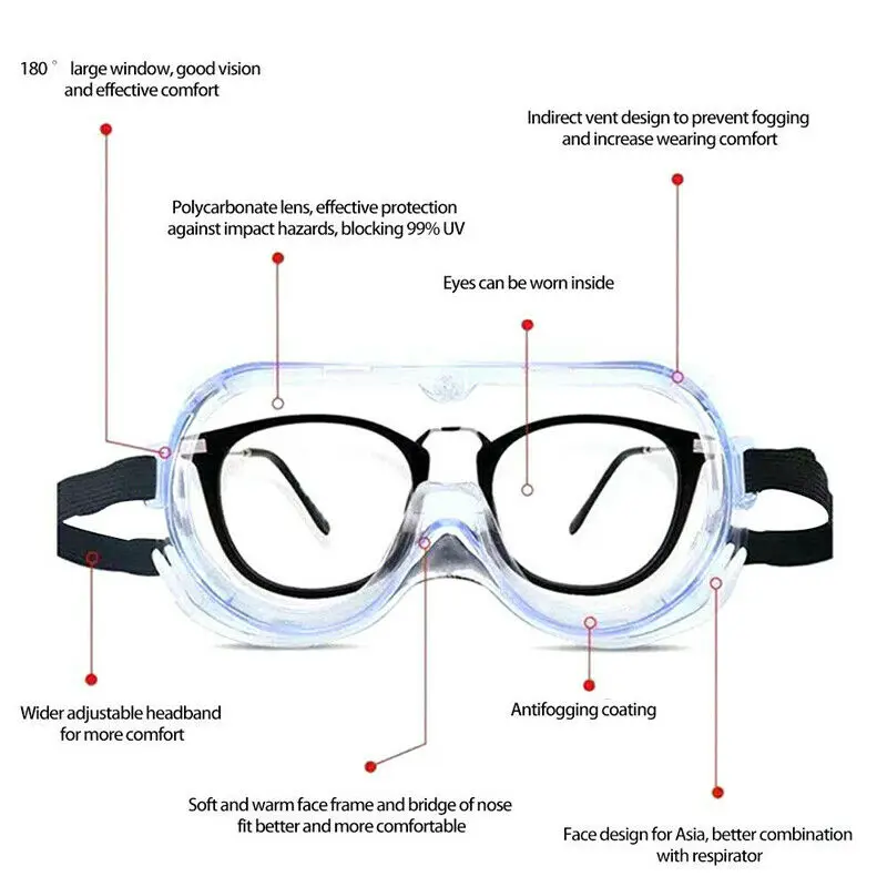 

2020 New Hot Safety Goggles Anti Fog Dust Glasses Eye Protection Fully Sealed