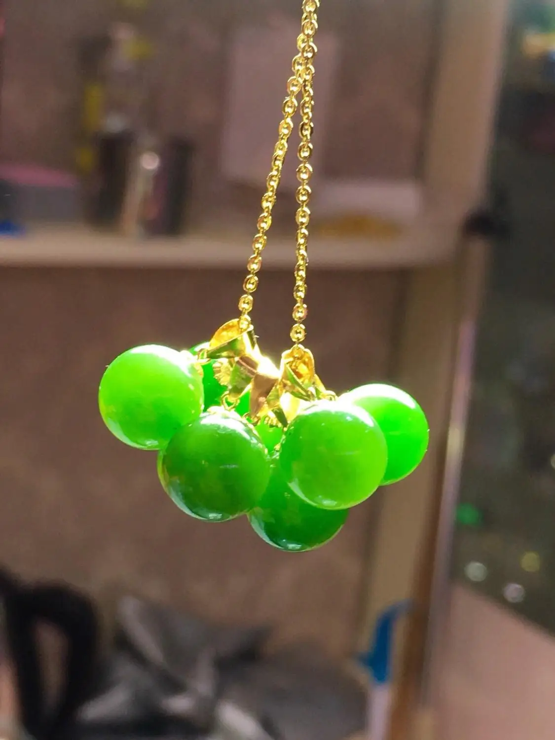 Натуральный нефрит яшма цепочка для ключицы кулон. Золото 18 К не выцветает. Очень