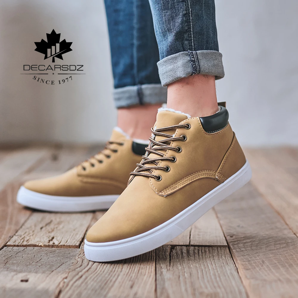 Men Warm Boots Man Winter Snow Boots Men Brand Fur Warm Ankle Botas hombre Male Casual Lace-up Luxury Leahter Men's Boots