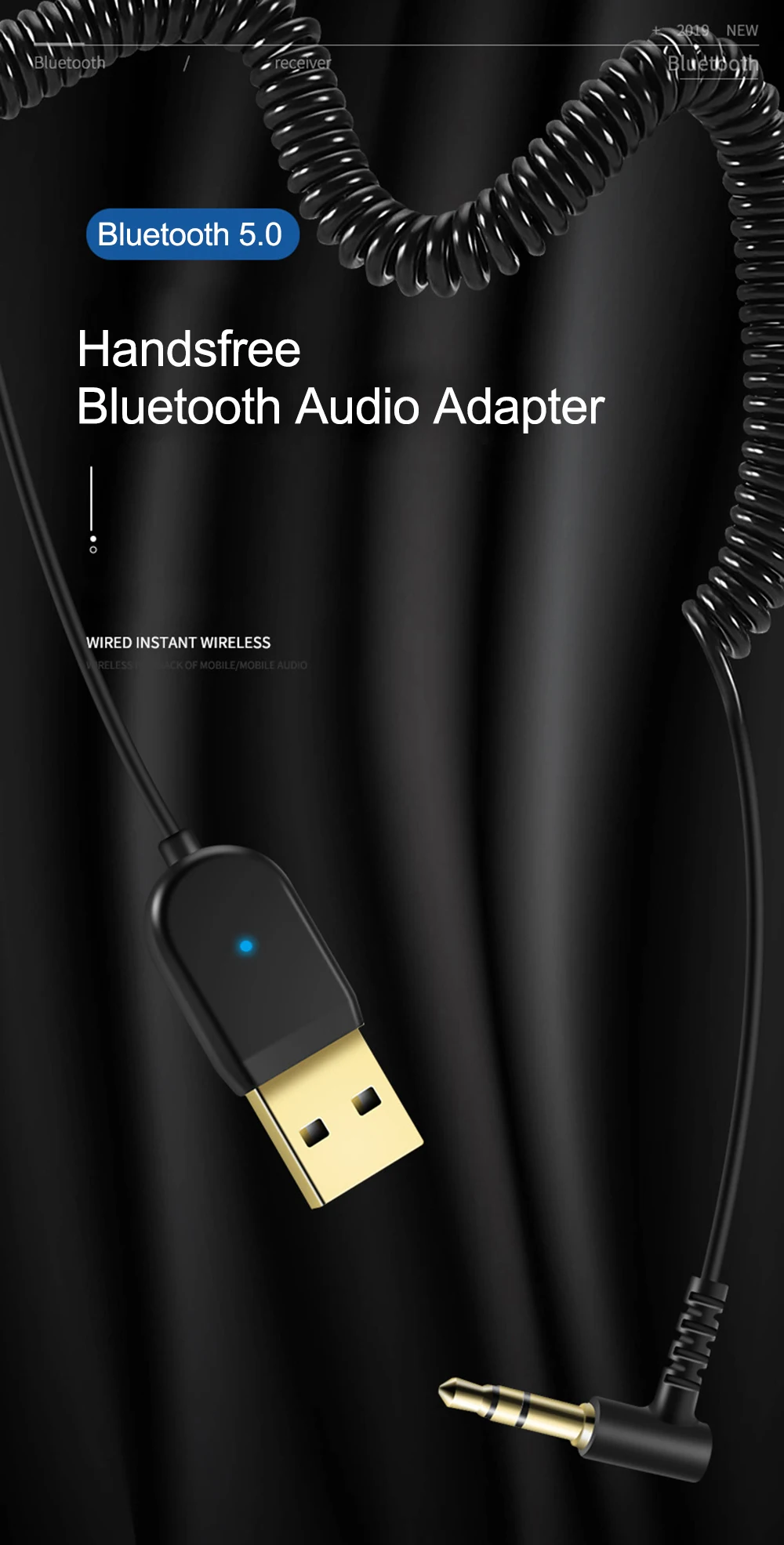 JINSERTA беспроводной USB кабель программный ключ автомобильный 3,5 мм разъем Aux Bluetooth аудио приемник адаптер динамик музыкальный передатчик