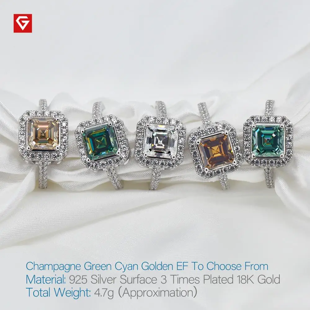 GIGAJEWE 2.2ct 7 5 мм D цветной Asscher 18 К Белый позолоченный 925 серебро Муассанит