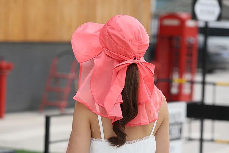 

Sun Hats With Face Neck Protection For Women Sombreros Mujer Verano Wide Brim Summer Visor Caps Anti-UV Chapeu Feminino outdoor