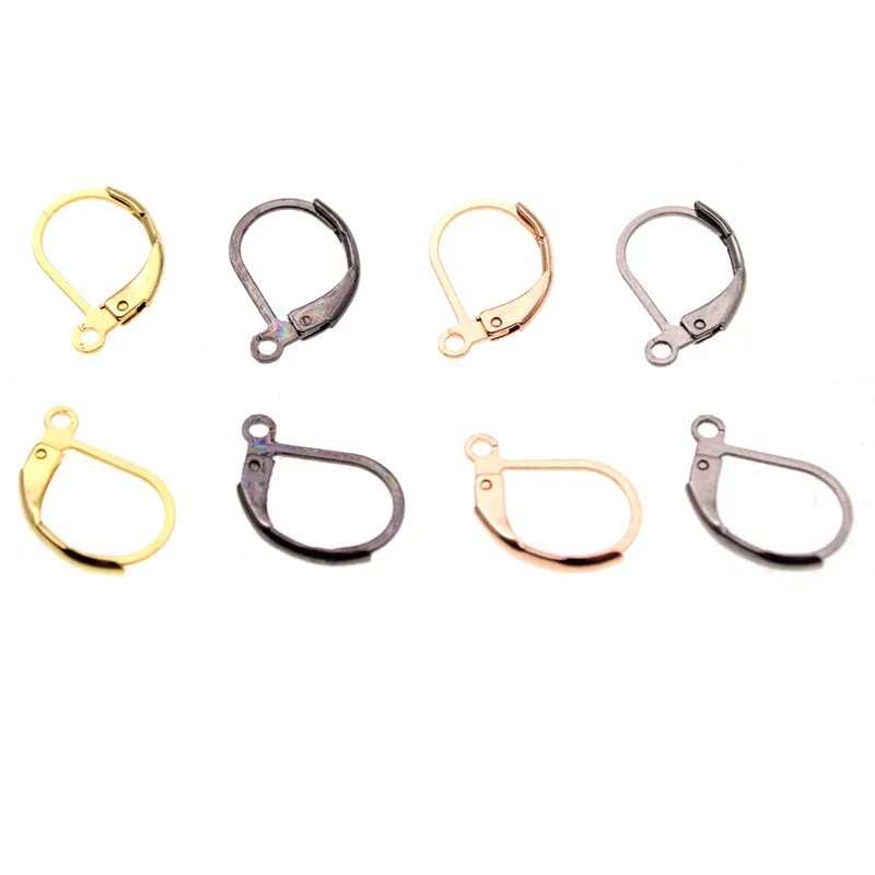 

20pcs Rose Gold Black 316L Stainless Steel Hypoallergenic French Earring Hooks Ear Wire Findings for Jewelry Making Accessories