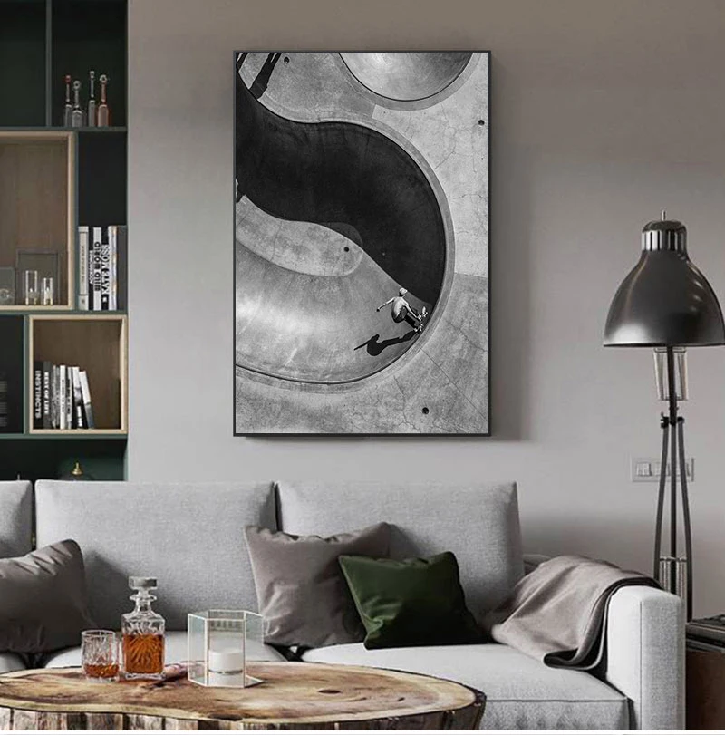 

Фон для фотографий скейтпарк Венеция черно-белый, картина для скейтборда Венеция, картина для скейтбординга, искусственная Картина на холс...