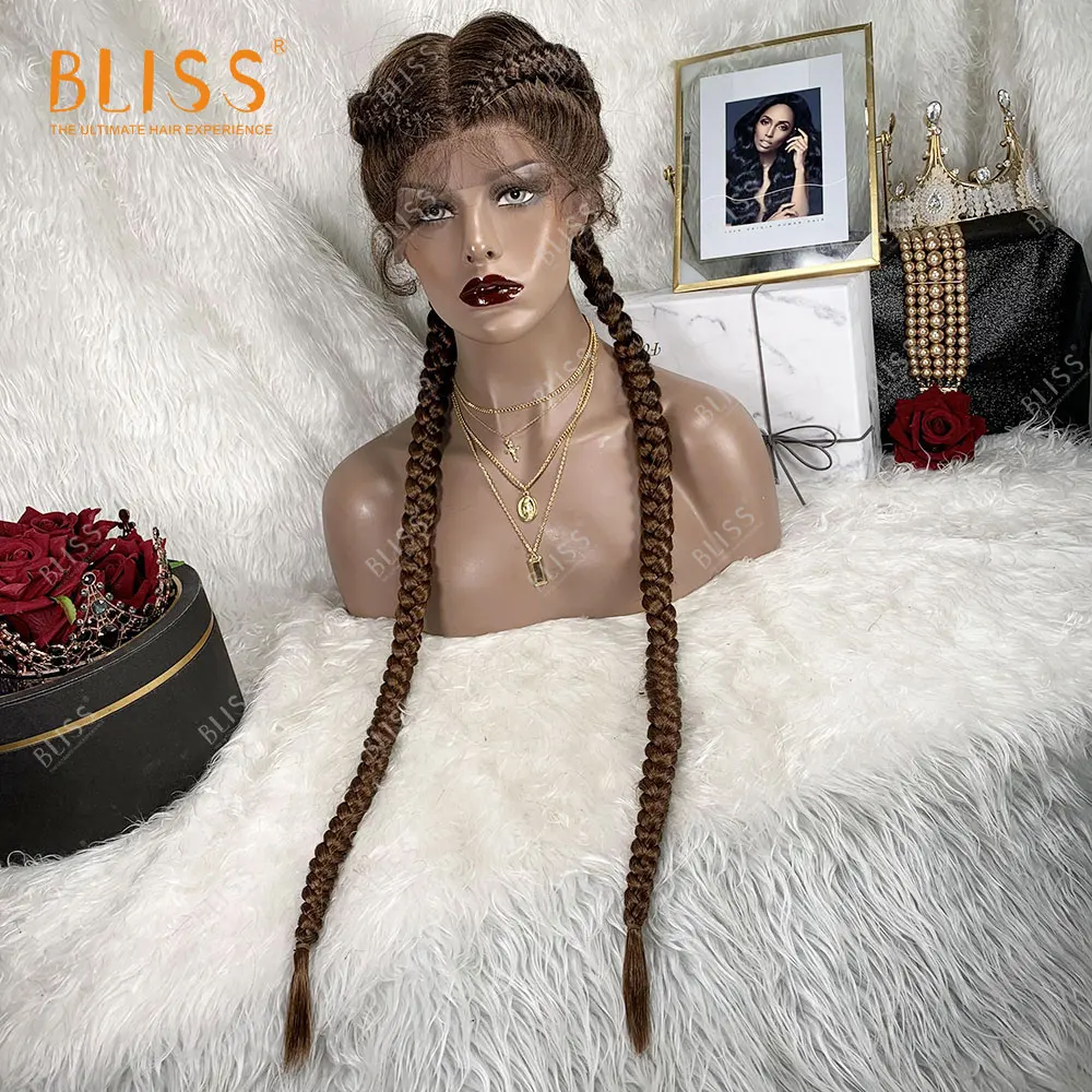 

BLISS Braiding Hair Wigs Synthetic Hair Twisted Long Braided Lace Wigs For Black Women Cheap wigs Blonde Box braid African wigs