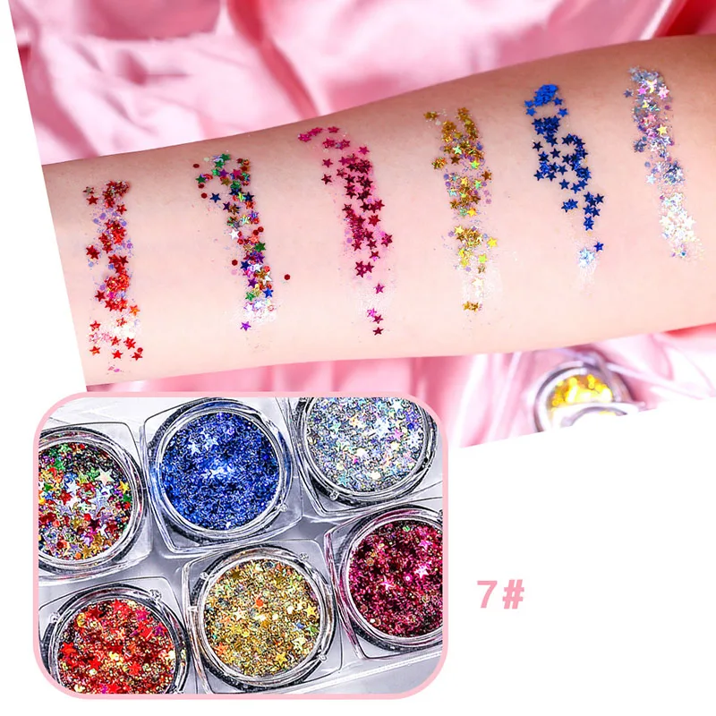 6 цветов/набор блестящие тени для век пудра гель блестки жемчужная мигающие