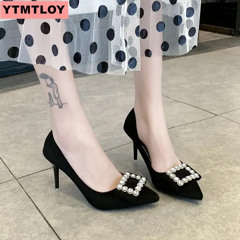 Новая модель замшевых туфель Кеды стразы Женские туфли с закрытым носком