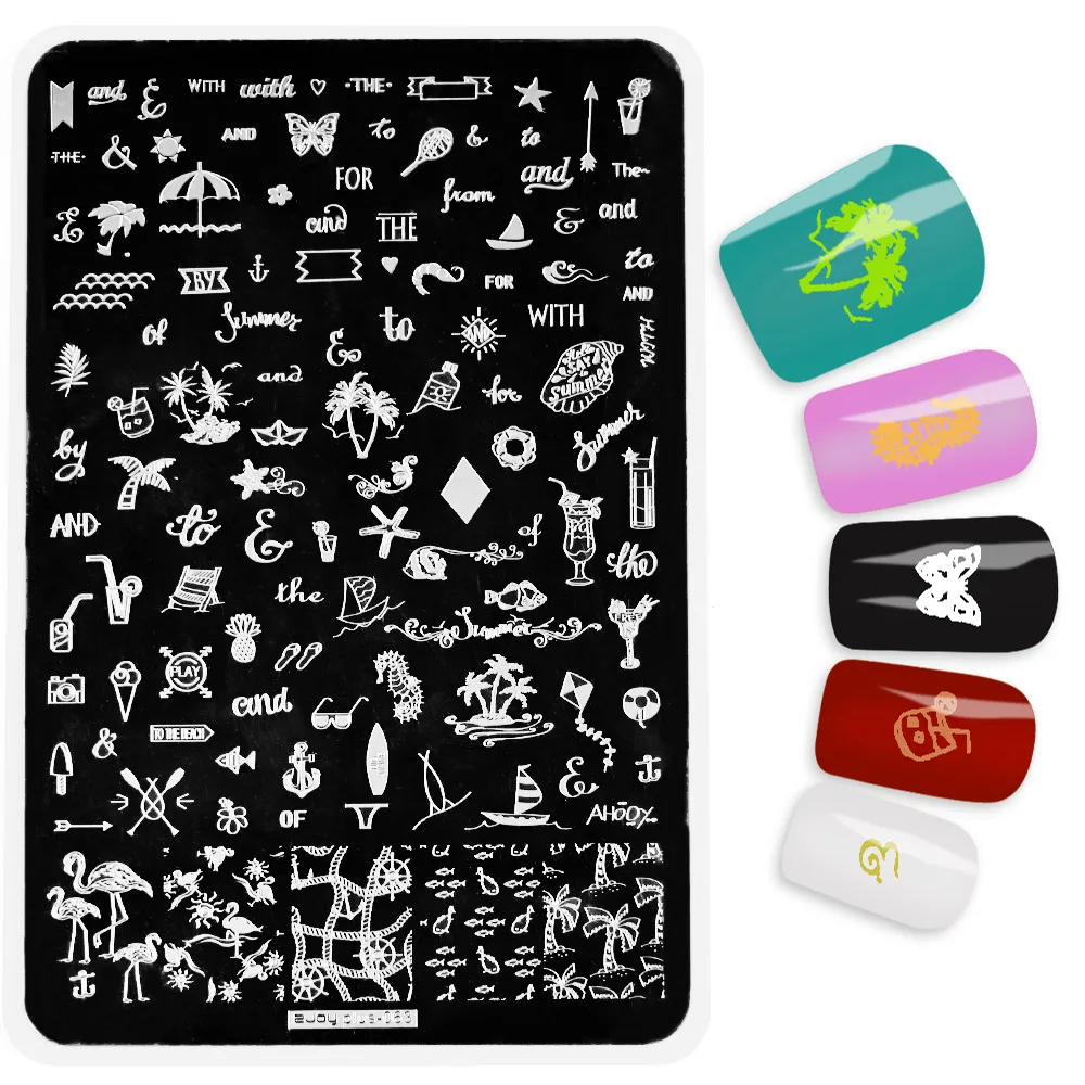 1pcs 14.5*9.5 cm Stainless Steel Nail Stamping Plates Flower Animal Plant Image Stencil Nail Art Stamp Template VI-B5