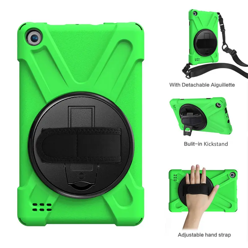 light green Чехол для Amazon Kindle Fire 7 9th 7th Generation чехол для Fire 7 Funda противоударный сверхмощный с наручными ремнями - Цвет: light green