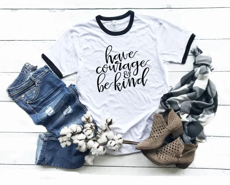 Для женщин имеют мужество и быть Вид топ со смешным рисунком уличная короткий