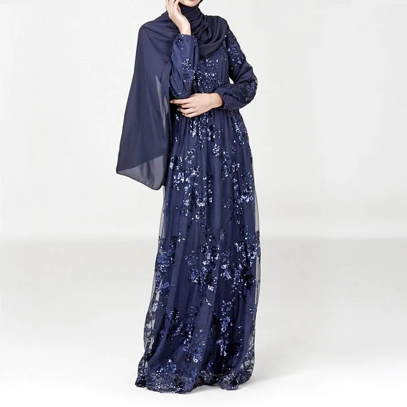 Женское платье с вышивкой бисером и блестками, мусульманское платье Дубая, кафтан, мусульманское турецкое платье, женская одежда