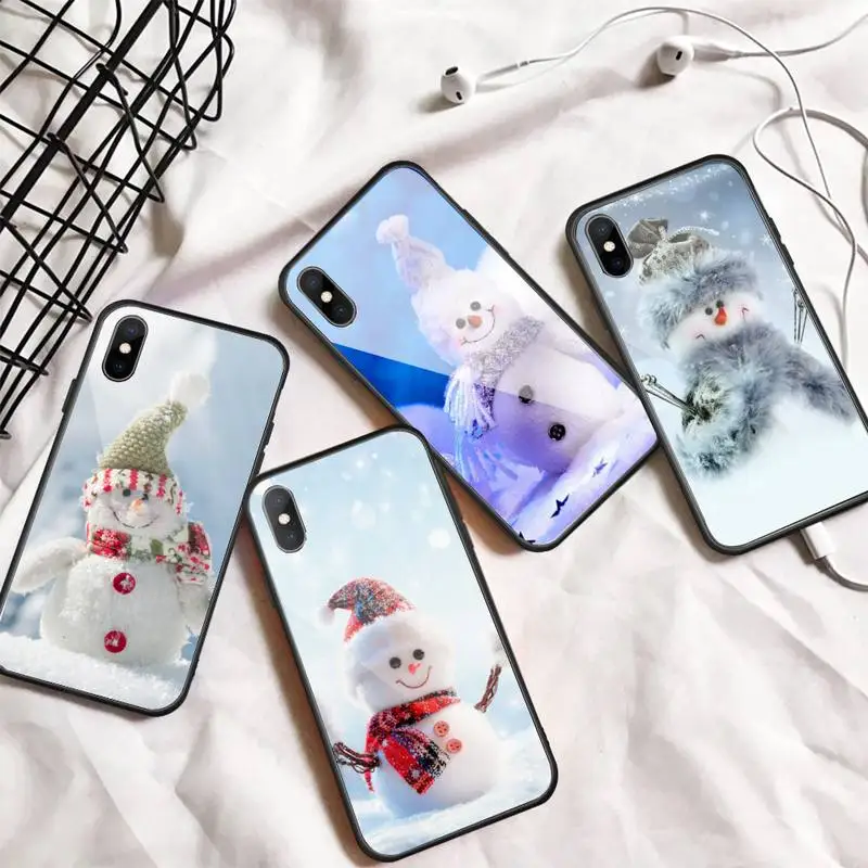 

winter christmas snow tree pattern Phone Case Tempered glass For iphone 6 7 8 plus X XS XR 11 12 13 PRO MAX mini
