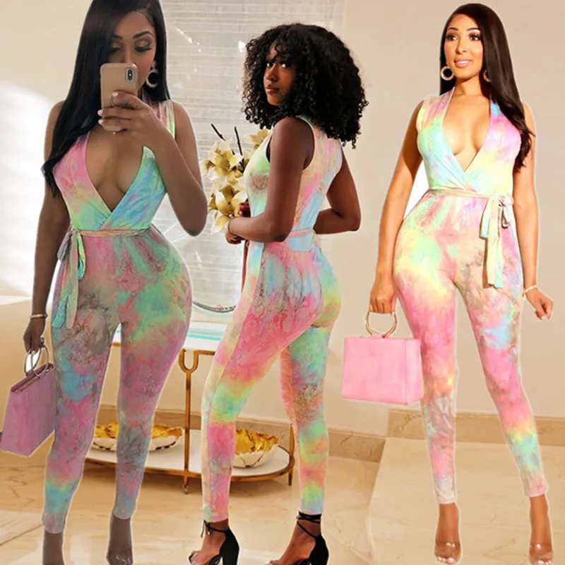 

UK Summer Women V Neck Jumpsuit Sleeveless Clubwear Party Romper Bodysuit S-XL