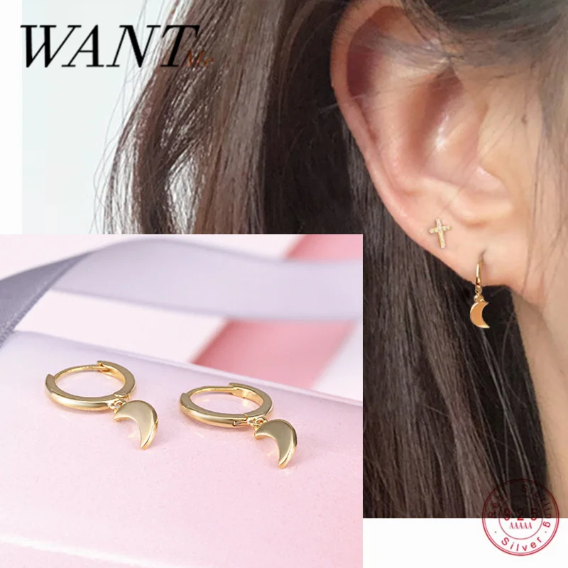 Женские Висячие серьги гвоздики WANTME минималистичные висячие из 100% стерлингового