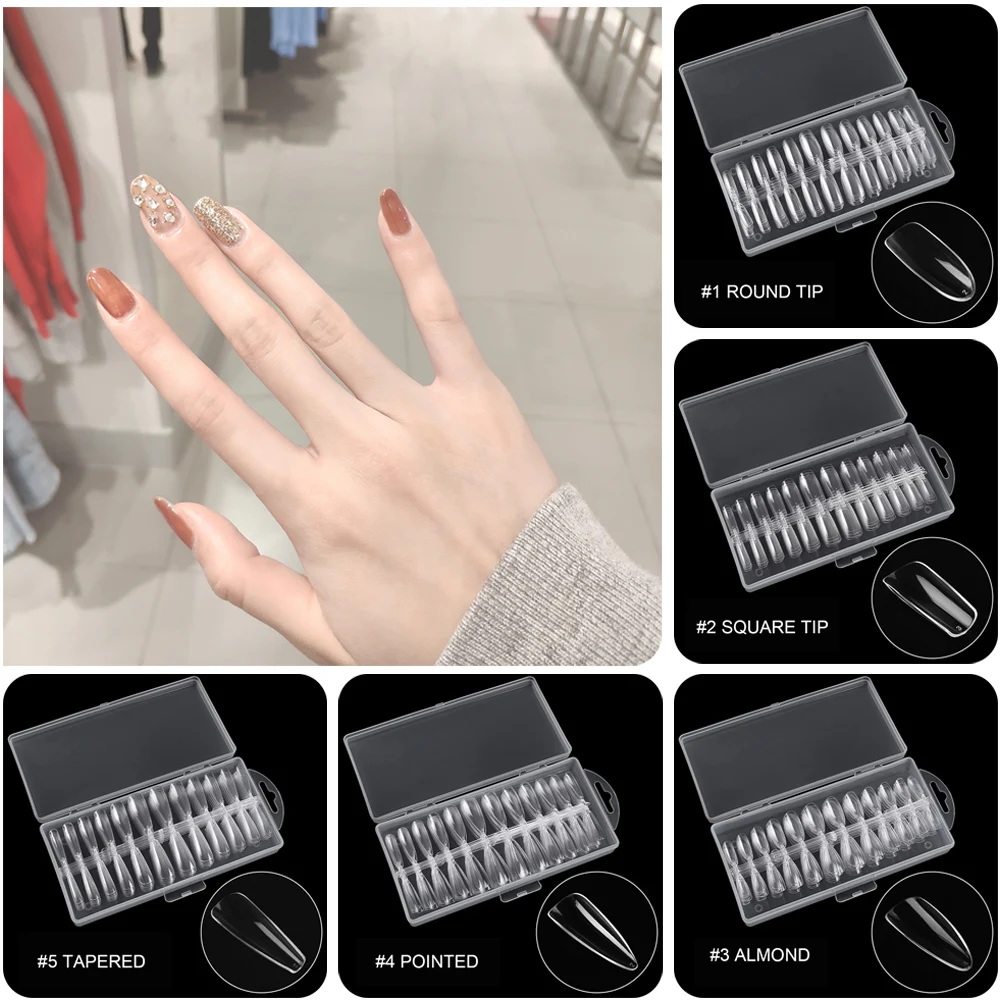 

240pcs False Nails Tips DIY Acrylic Clear Artificial Tip Manicure Kit for Nail Salon and DIY