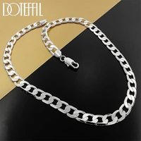 doteffil 925 sterling silver 2024 inches 10mm flat sideways chain necklace for women man fashion wedding party charm jewelry