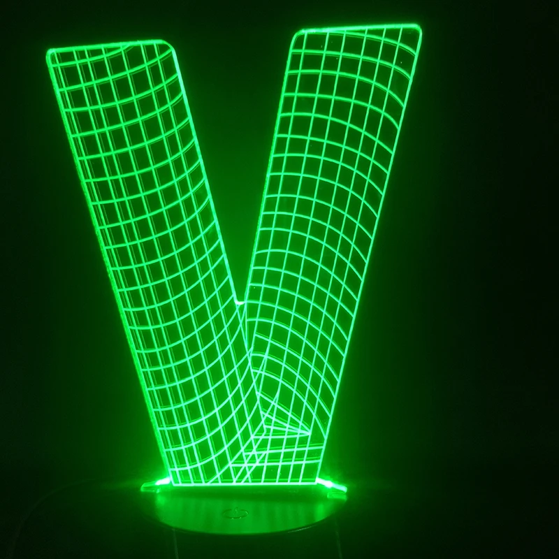 3D лампа 3 D сетки буквы V новинка подарок для детей сенсорный Сенсор голограмма