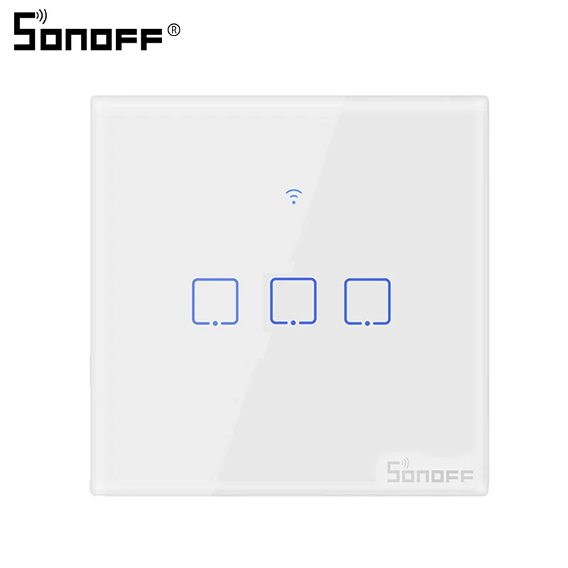 SONOFF T2 EU 3C Умный светильник SONOFF T2 EU/US/UK TX, настенный выключатель, панель сенсорного/Wifi/433 mhz/Eweilink/RF/APP, беспроводной пульт дистанционного управления Google Home - Комплект: SONOFF T2 EU 3C