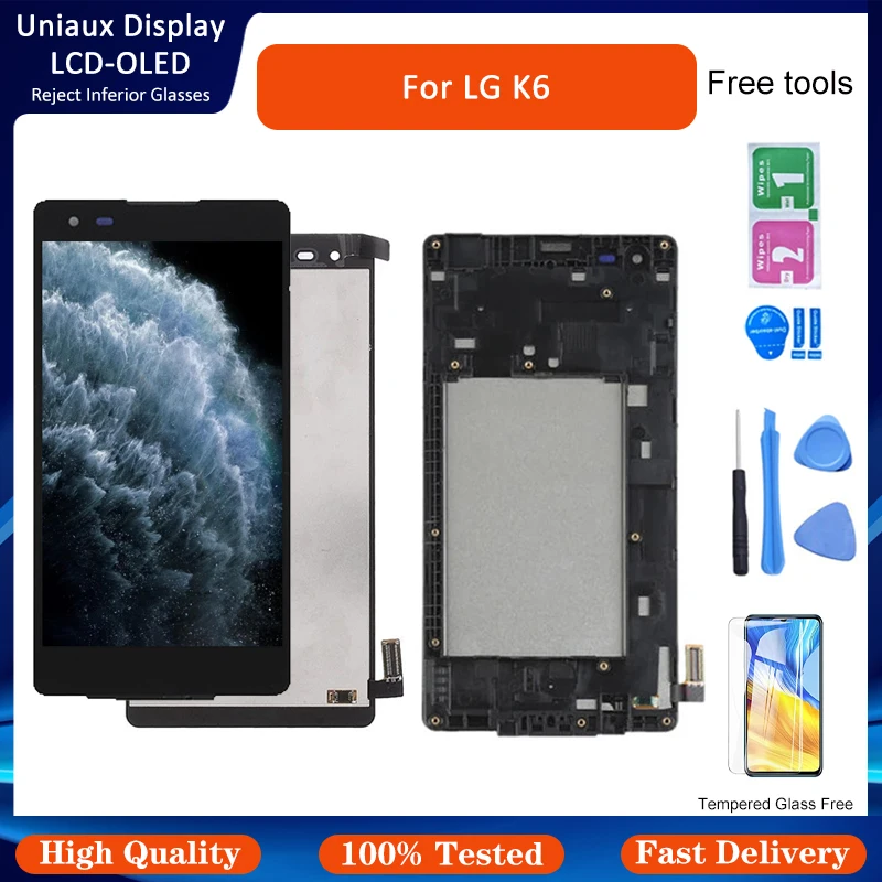 

5.0" FOR LG K6 X Style K200 K200DS K200F F740 LS676 LCD Display Touch Screen Digitizer Assembly Replace lcd with frame + tools