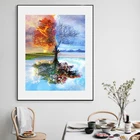 Алмазная 5D картина сделай сам, Набор для вышивки крестиком с изображением дерева четырех сезонов, полная выкладка, мозаика для домашнего декора