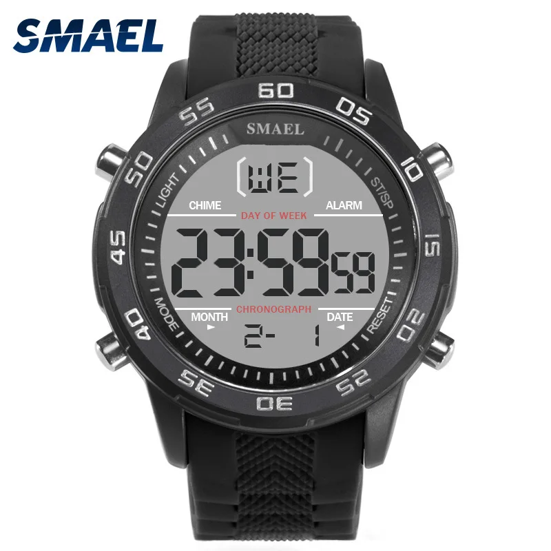 

SMAEL 1067 Men's Quartz Watch Alarm Clock Calendar Display Rubber Belt Water Shock Luminous Watch